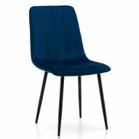 krzesło GELA nowoczesne tapicerowane pikowane welur niebieski