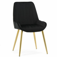 krzesło LUCA tapicerowane pikowane czarny welur złote nogi