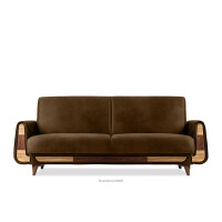 Sofa trzyosobowa rozkładana imitacja zamszu jasny brązowy GUSTAVO II