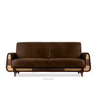 Sofa trzyosobowa rozkładana imitacja zamszu ciemny brązowy GUSTAVO II