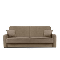 Rozkładana sofa do salonu w tkaninie plecionej brązowa ORIO