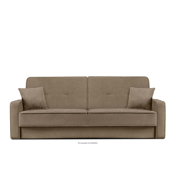 Rozkładana sofa do salonu w tkaninie plecionej brązowa ORIO