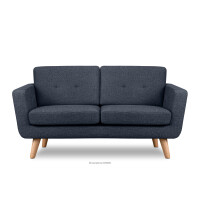 Skandynawska sofa dwuosobowa z pikowaniem w tkaninie plecionej granatowy TAGIO II