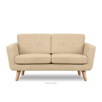 Skandynawska sofa dwuosobowa z pikowaniem w tkaninie plecionej kremowy TAGIO II