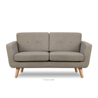 Skandynawska sofa dwuosobowa z pikowaniem w tkaninie plecionej jasny brązowy TAGIO II
