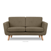 Skandynawska sofa dwuosobowa z pikowaniem w tkaninie plecionej cappuccino TAGIO II