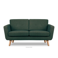 Skandynawska sofa dwuosobowa z pikowaniem w tkaninie plecionej morski/beżowy TAGIO II