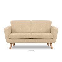 Skandynawska sofa 2 osobowa z pikowaniem w tkaninie plecionej kremowy TAGIO II