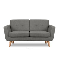 Skandynawska sofa dwuosobowa z pikowaniem w tkaninie plecionej popielaty TAGIO II