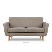 Skandynawska sofa 2 osobowa z pikowaniem w tkaninie plecionej jasny brązowy TAGIO II