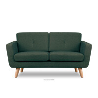 Skandynawska sofa 2 osobowa z pikowaniem w tkaninie plecionej morski/beżowy TAGIO II
