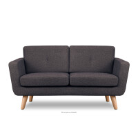 Skandynawska sofa 2 osobowa z pikowaniem w tkaninie plecionej granatowy/brązowy TAGIO II