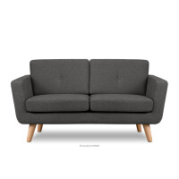 Skandynawska sofa 2 osobowa z pikowaniem w tkaninie plecionej grafitoowy TAGIO II