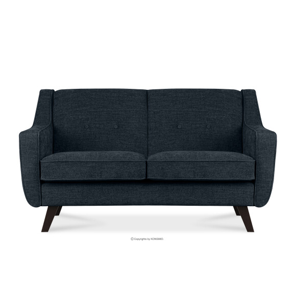 Sofa dwuosobowa do salonu w tkaninie plecionej ciemny niebieski TERSO