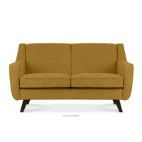 Sofa dwuosobowa do salonu w tkaninie plecionej żółty TERSO