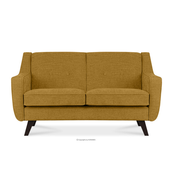 Sofa dwuosobowa do salonu w tkaninie plecionej żółty TERSO