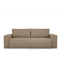 Sofa 3 w tkaninie plecionej z funkcją spania jasny brązowy NAPI II