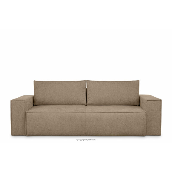 Sofa 3 w tkaninie plecionej z funkcją spania jasny brązowy NAPI II