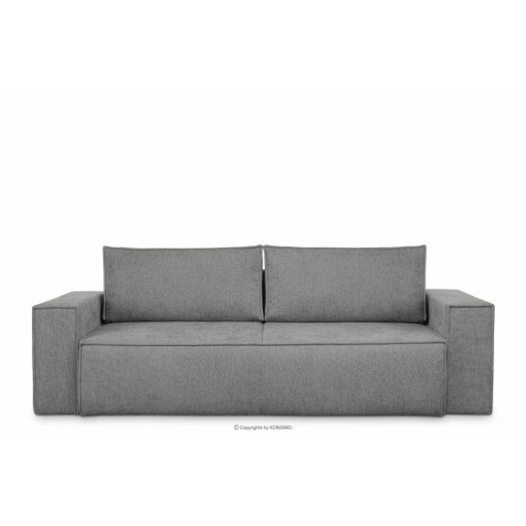 Sofa 3 w tkaninie plecionej z funkcją spania siwy NAPI II