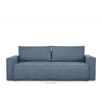 Sofa 3 z funkcją spania w tkaninie plecionej jasny niebieski NAPI II