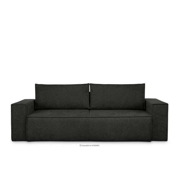 Sofa 3 w tkaninie plecionej z funkcją spania antracytowy NAPI II