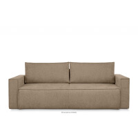 Sofa 3 z funkcją spania w tkaninie plecionej jasny brązowy NAPI II