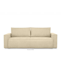 Sofa 3 z funkcją spania w tkaninie plecionej ciemny kremowy NAPI II