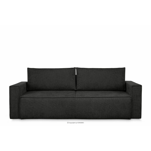 Sofa 3 z funkcją spania w tkaninie plecionej antracytowy NAPI II