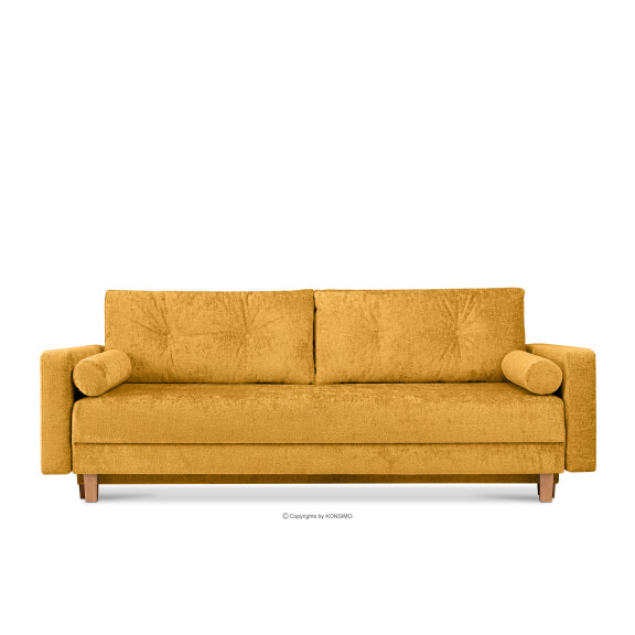 Sofa rozkładana szenil musztardowa ERISO