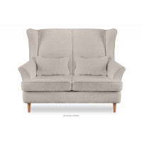 Skandynawska sofa dwuosobowa jasnobeżowa boucle STRALIS
