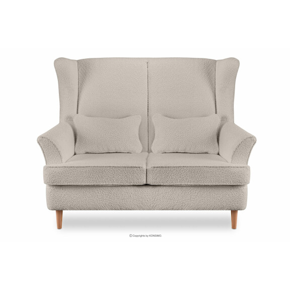 Skandynawska sofa dwuosobowa jasnobeżowa boucle STRALIS
