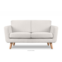 Skandynawska sofa 2 osobowa w tkaninie baranek biała TAGIO