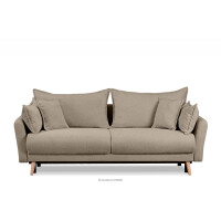 Brązowa sofa z funkcją spania w tkaninie baranek BELMOS