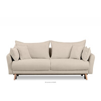 Kremowa sofa z funkcją spania w tkaninie baranek BELMOS