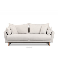 Biała sofa z funkcją spania w tkaninie baranek BELMOS