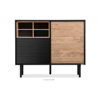 Komoda czarny/dąb naturalny w stylu loft LOFTY