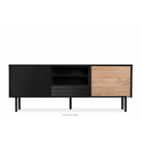 Szafka RTV w stylu loft z półkami czarna LOFTY
