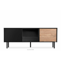 Czarna szafka RTV w stylu loft z ryflowaniem LOFTY