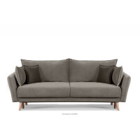 Modna sofa welwetowa na nóżkach jasnoszara BELMOS