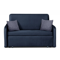 Prosta sofa 2 osobowa z poduszkami sztruks granatowa PIRO