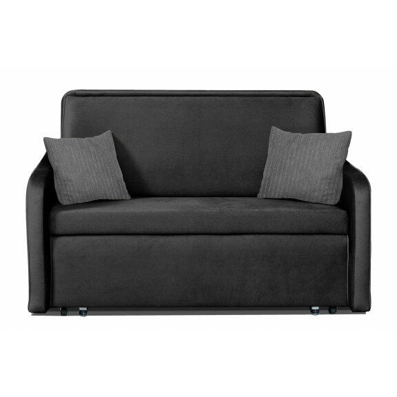 Prosta sofa 2 osobowa z poduszkami sztruks szara PIRO