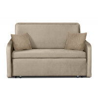 Prosta sofa 2 osobowa z poduszkami sztruks beżowa PIRO