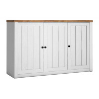 Komoda z półkami 130 cm styl prowansalski biała LEMAS