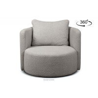 Fotel obrotowy boucle jasnoszary baranek RAGGI