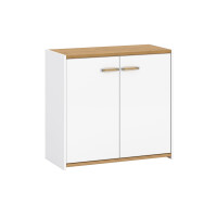 Skandynawska komoda z półkami 90 cm biała / dąb ANTHO