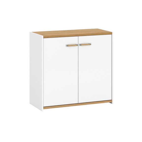 Skandynawska komoda z półkami 90 cm biała / dąb ANTHO
