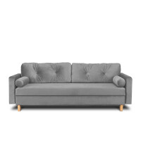 Szara sofa welurowa 3 osobowa rozkładana ERISO