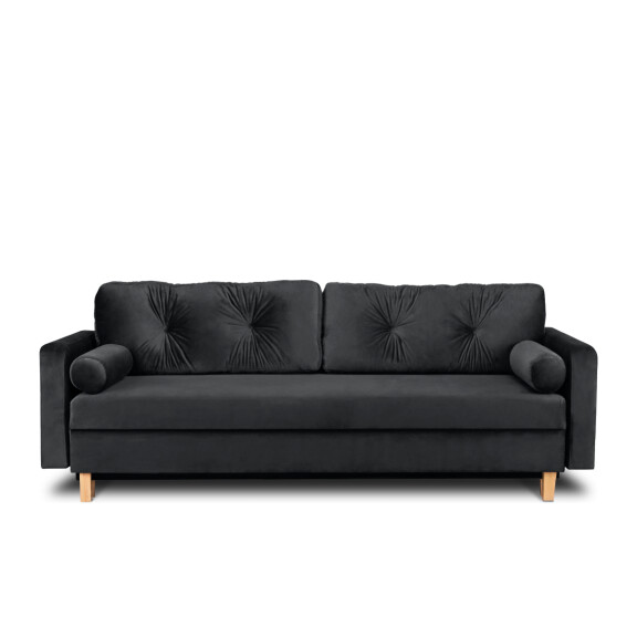 Ciemnoszara welurowa sofa 3 osobowa rozkładana ERISO