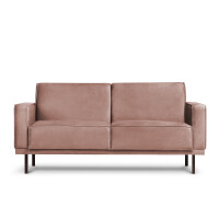 Prosta sofa dwuosobowa na metalowych nóżkach różowa BARO