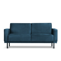 Prosta sofa dwuosobowa na metalowych nóżkach granatowa BARO